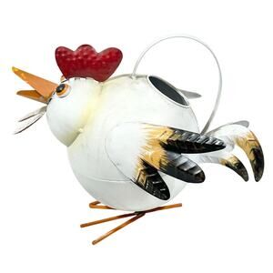 Chicken Hen Rooster Metal Watering Can Farmhouse Antique White Distressed Garden